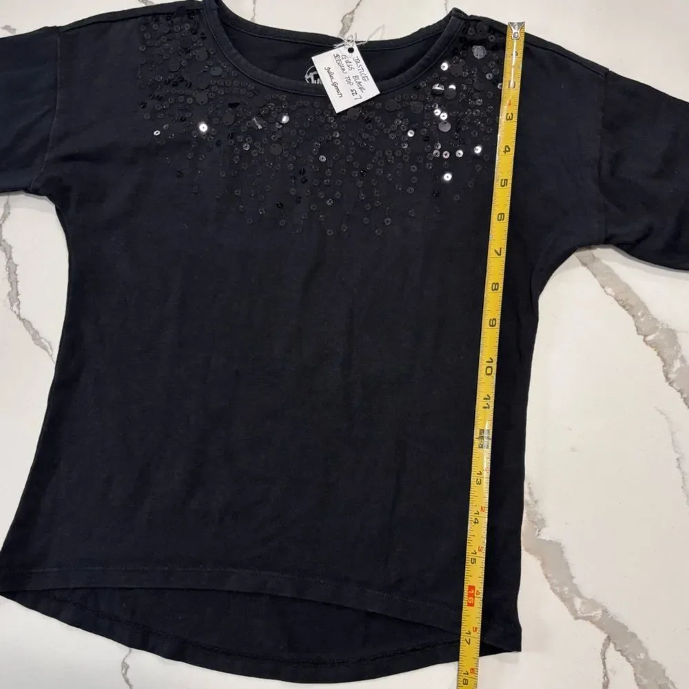 JUSTICE | Black Sequins Girls Long Sleeve Top T Shirt Embellished Size 7